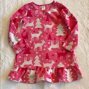 Dip Pink Reindeer and Tree Patterned Nightgown SZ 5T